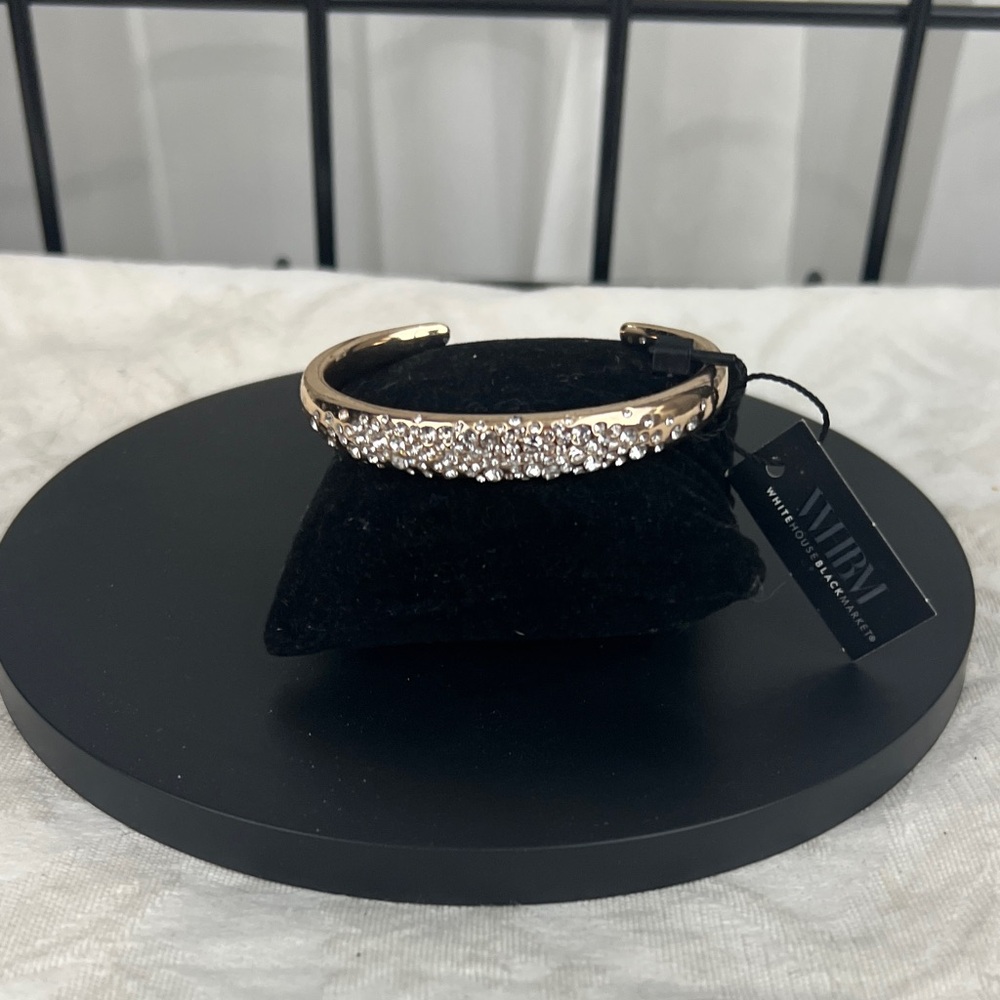 Whitehouseblackmarket Gold Crystal Pave Open Cuff Bracelet NWT